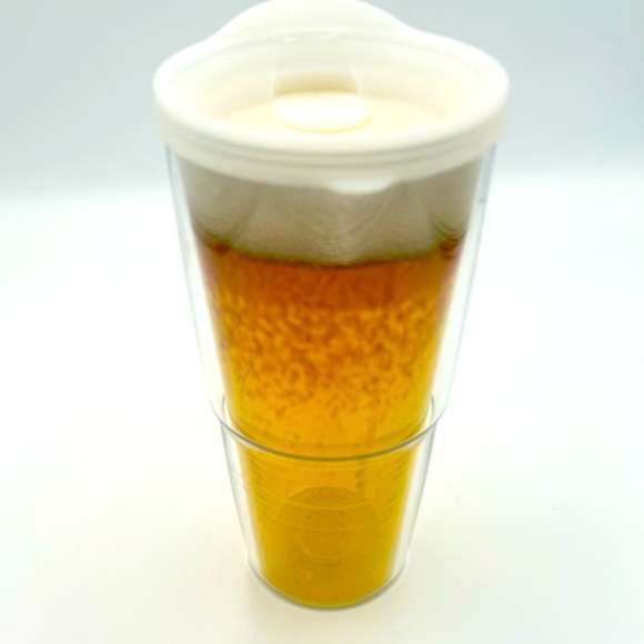 Tervis 24 Oz Insulated Tumbler With White Lid Faux Beer & Suds Design NWOT - Picture 1 of 5